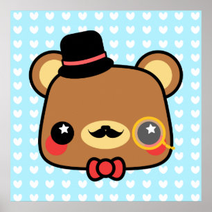 Dessin adorable Poster de la Moustache de l'ours K