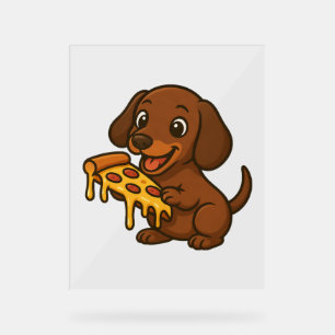 Dessin animé de Cute Dachshund pizza pizza chien a