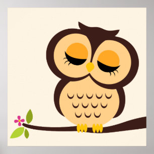 Dessin animé de hibou décoration murale pour enfan