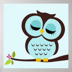Dessin animé de hibou décoration murale pour enfan