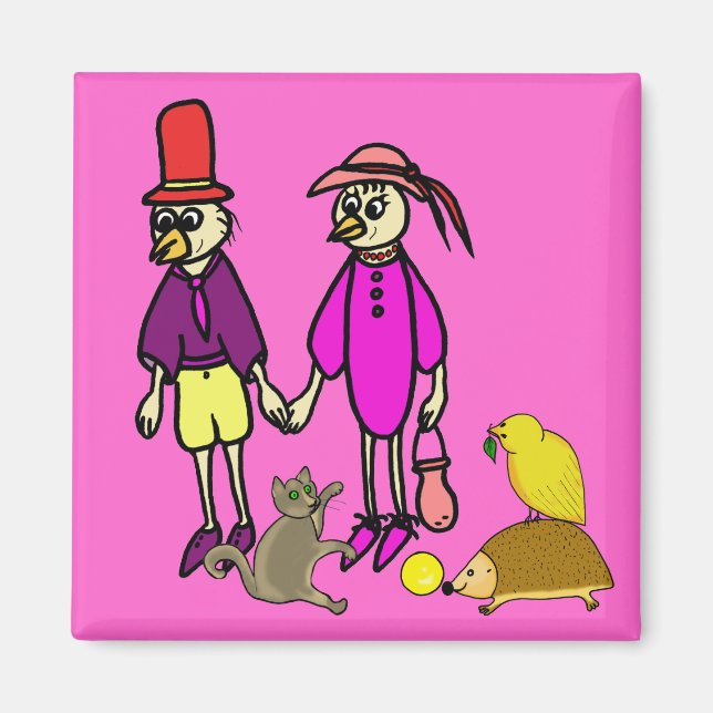 dessin animé d'oiseaux aimant (Devant)