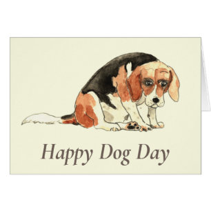 Dessin aquarelle humoristique d'un chien Beagle dr