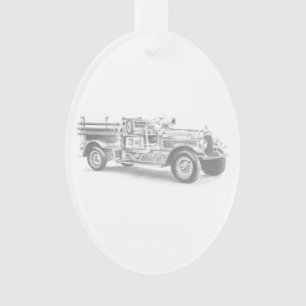 dessin au crayon vintage pour camion à feu
