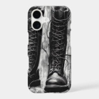 Dessin de bottes noires à lacets pour motard robus