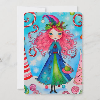 dessin de carte de vœux de Noël Sorcière de Noël 1