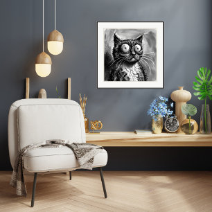 Dessin de chat effilé - Impression d'art