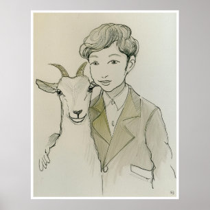 Dessin de chèvre d'animal - Impression d'art