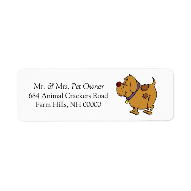 Dessin de chien Adresse de retour Stickers Étiquet (Devant)