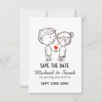 Dessin de couple mignon pour faire-part de mariage