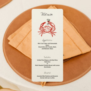 Dessin de crabe Fête de crabe Dîner Menu