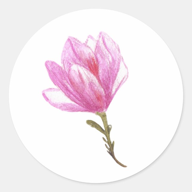 Dessin de fleurs roses, Sticker de dessin floral (Devant)