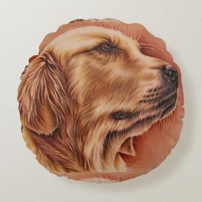Dessin de golden retriever sur le coussin (Devant)