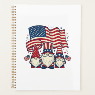 Dessin de gravure vintage de gnome patriotique_1