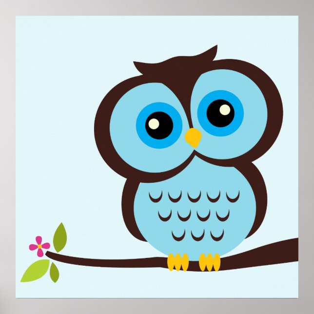 Dessin de hibou décoration murale pour enfants (Devant)
