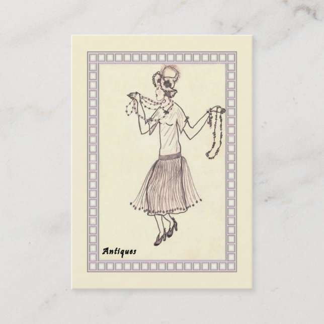 Dessin de la carte de visite Retro Flapper Girl 19 (Devant)