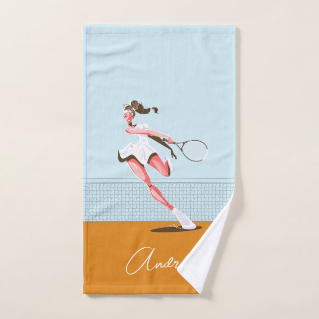 Dessin de la joueuse de tennis de fille Illustrati (Serviette à main)