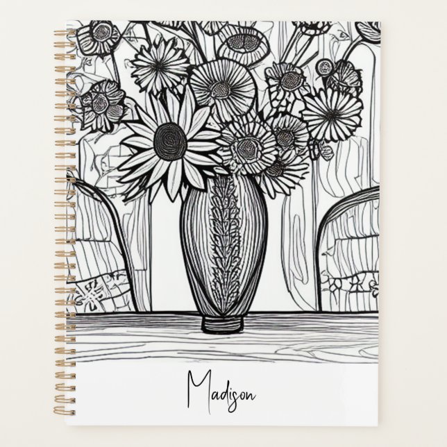 Dessin de ligne Abstraite Art floral non daté (Devant)