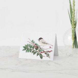 Dessin de mésange à tête noire sur une carte de vœ