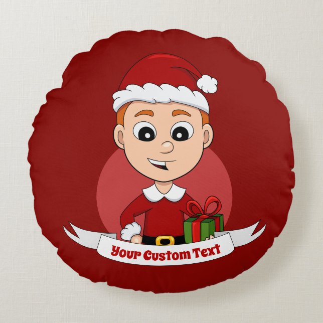 Dessin de Noël du garçon autour du coussin (Devant)