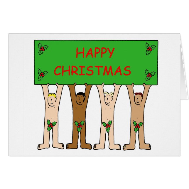 Dessin de Noël gay avec des hommes portant Holly (Devant horizontal)
