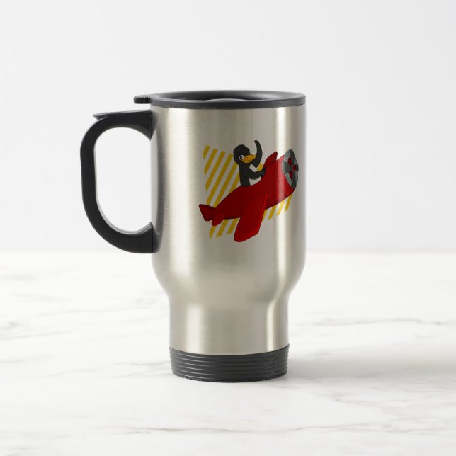 Dessin de pingouin volant de la tasse de voyage (Gauche)