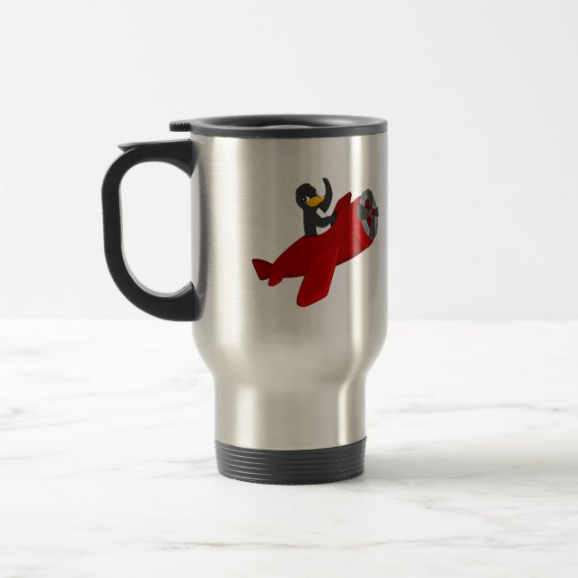 Dessin de pingouin volant de la tasse de voyage (Gauche)