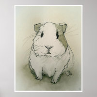 Dessin de porc de Guinée - Impression d'art