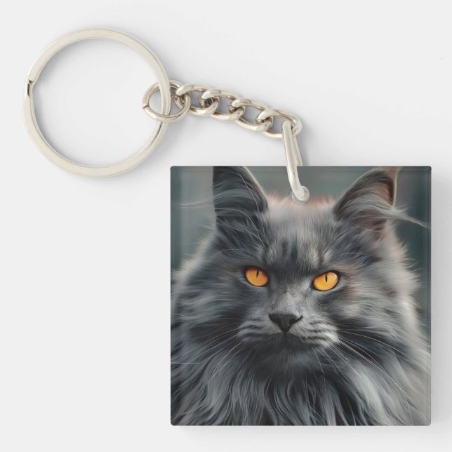 Dessin de portrait de chat majestueux à poils long (Devant)