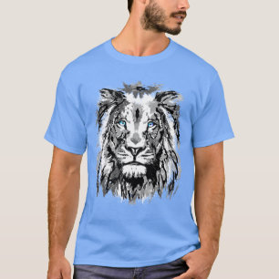 Dessin de portrait de lion gris - T-shirt de lion