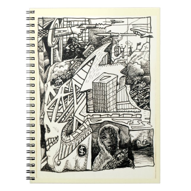 Dessin d'encre "Guerre moderne" Carnet photo Spira (Devant)
