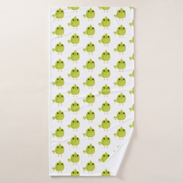 Dessin d'oiseau vert (Serviette de bain)