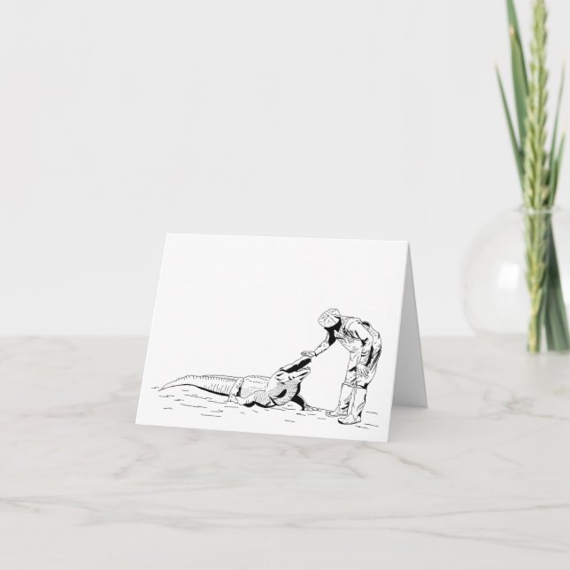 Dessin d'une carte d'illustration de ligne d'allig (Devant)