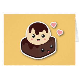 Dessin kawaii de glace à la vanille et de brownie