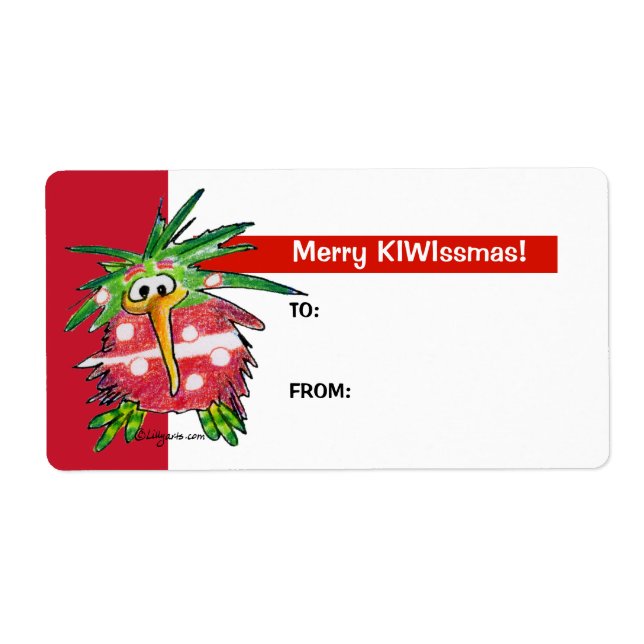 Dessin Kiwi Bird mignon Noël Cadeau Taft Étiquette (Devant)