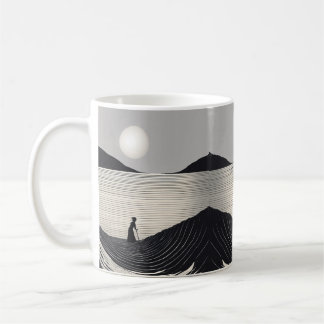 Dessin minimalistisch einfach d'une personne et d' kaffeetasse
