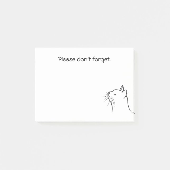 Dessin noir mignon chat levant les notes post-it (Devant)