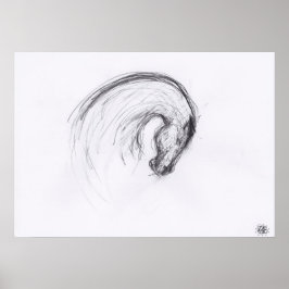 Dessin original 2 Cheval Année Poster Zodiac