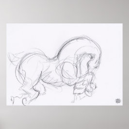 Dessin original 3 Cheval Année Poster Zodiac