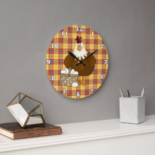 Dessin Poulet de cuisine horloge murale