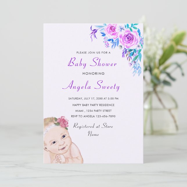 Dessin Sweet Fun Stork Baby shower Invitation (Debout devant)