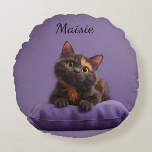 Dessin Tortoiseshell Kitten sur coussin pourpre