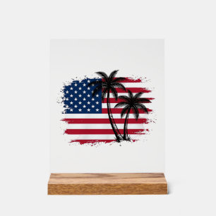 Dessin vectoriel de plage patriotique avec drapeau