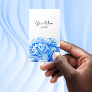 Dessin vintage - Fleurs de lotus - Carte de visite