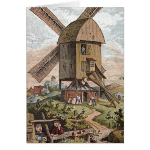 Dessin vintage : Le vieux moulin
