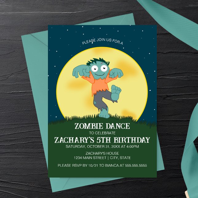 Dessin Zombie Danse Anniversaire Invitation (Créateur téléchargé)