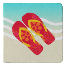 Plage d'été jaune rouge tongs Trivet