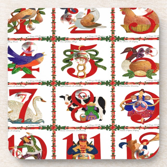 Dessous-de-verre 12 Jours De Caillot De Noël Imprimer Cadeaux (Devant)