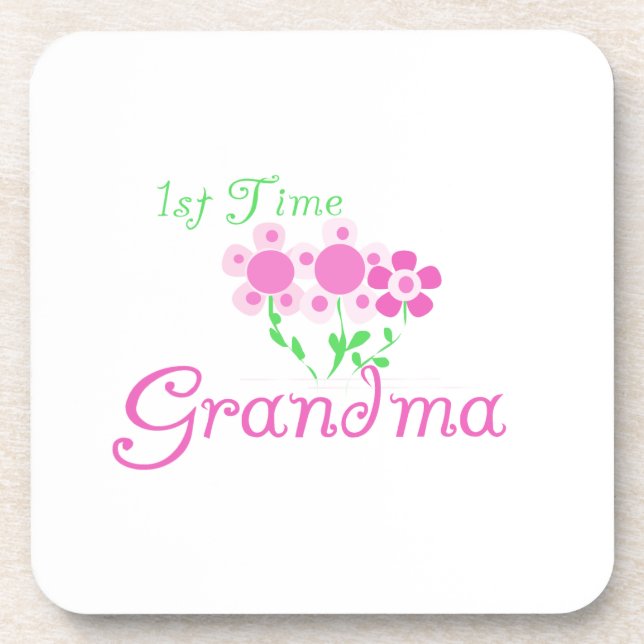Dessous-de-verre 1ère fois Grandma Fleurs roses cadeaux (Devant)