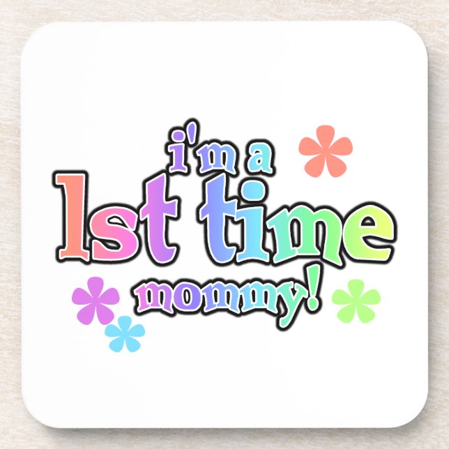 Dessous-de-verre 1ère fois Mommy Rainbow Text Cadeaux (Devant)