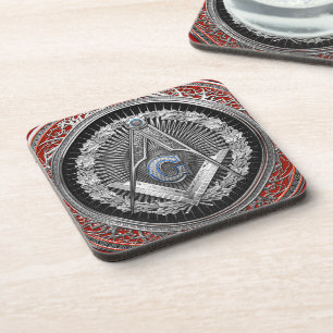 Dessous-de-verre [200] Master Mason - Silver Square & Compass